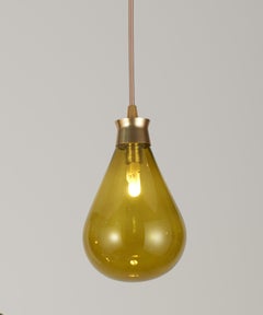 Cintola Pendant in Satin Gold with Olive Glass by Tom Kirk