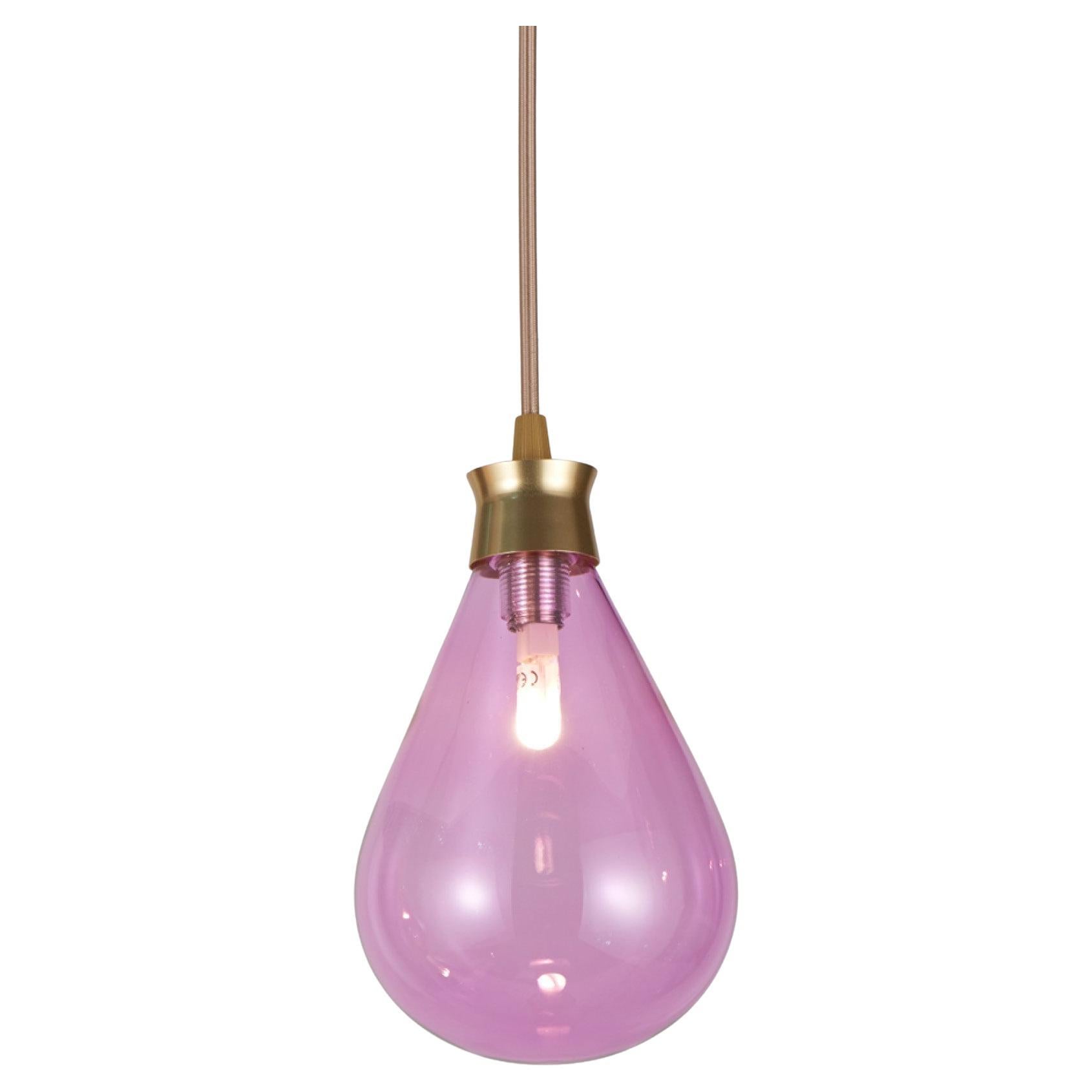 Cintola Pendant in Satin Gold with Rose Handblown Glass Globe