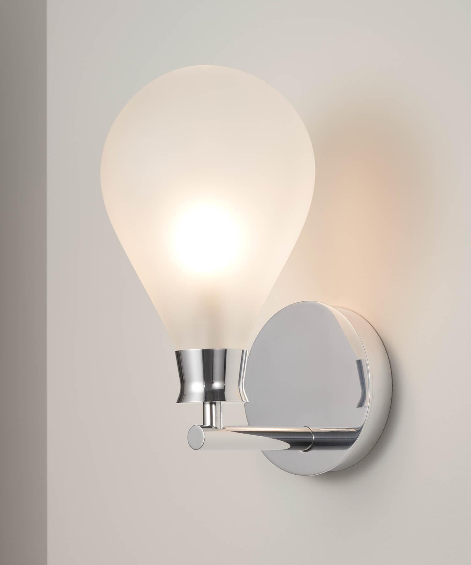 Anodized Cintola Wall Light in Polished Aluminium with Frosted Handblown Glass Globe For Sale