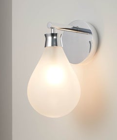Cintola Wall Light in Polished Aluminium and Frosted Glass by Tom Kirk