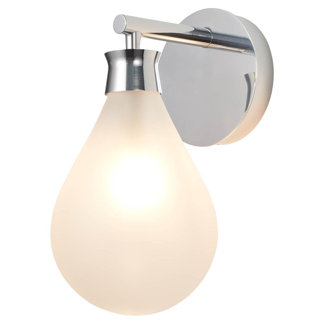Cintola Wall Light in Polished Aluminium with Frosted Handblown Glass Globe