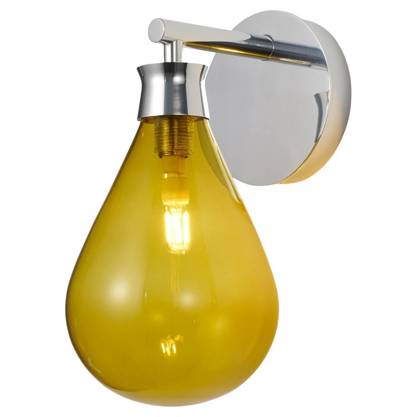 Cintola Wall Light in Polished Aluminium with Olive Handblown Glass Globe