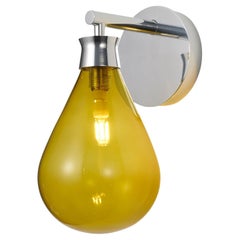 Cintola Wall Light in Polished Aluminium with Olive Handblown Glass Globe