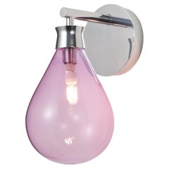 Cintola Wall Light in Polished Aluminium with Rose Handblown Glass Globe