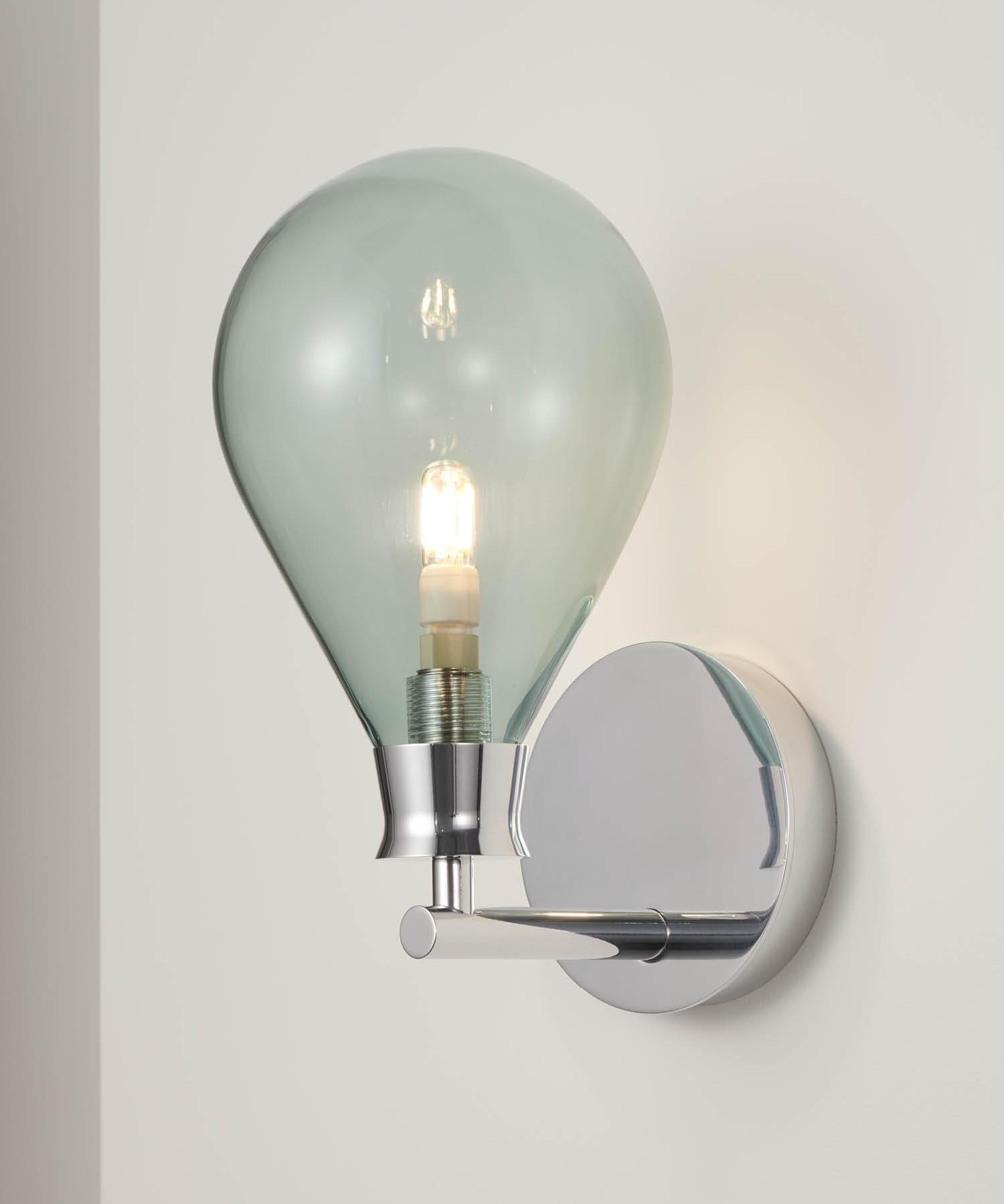 Anodized Cintola Wall Light in Polished Aluminium with Smoke Grey Handblown Glass Globe For Sale