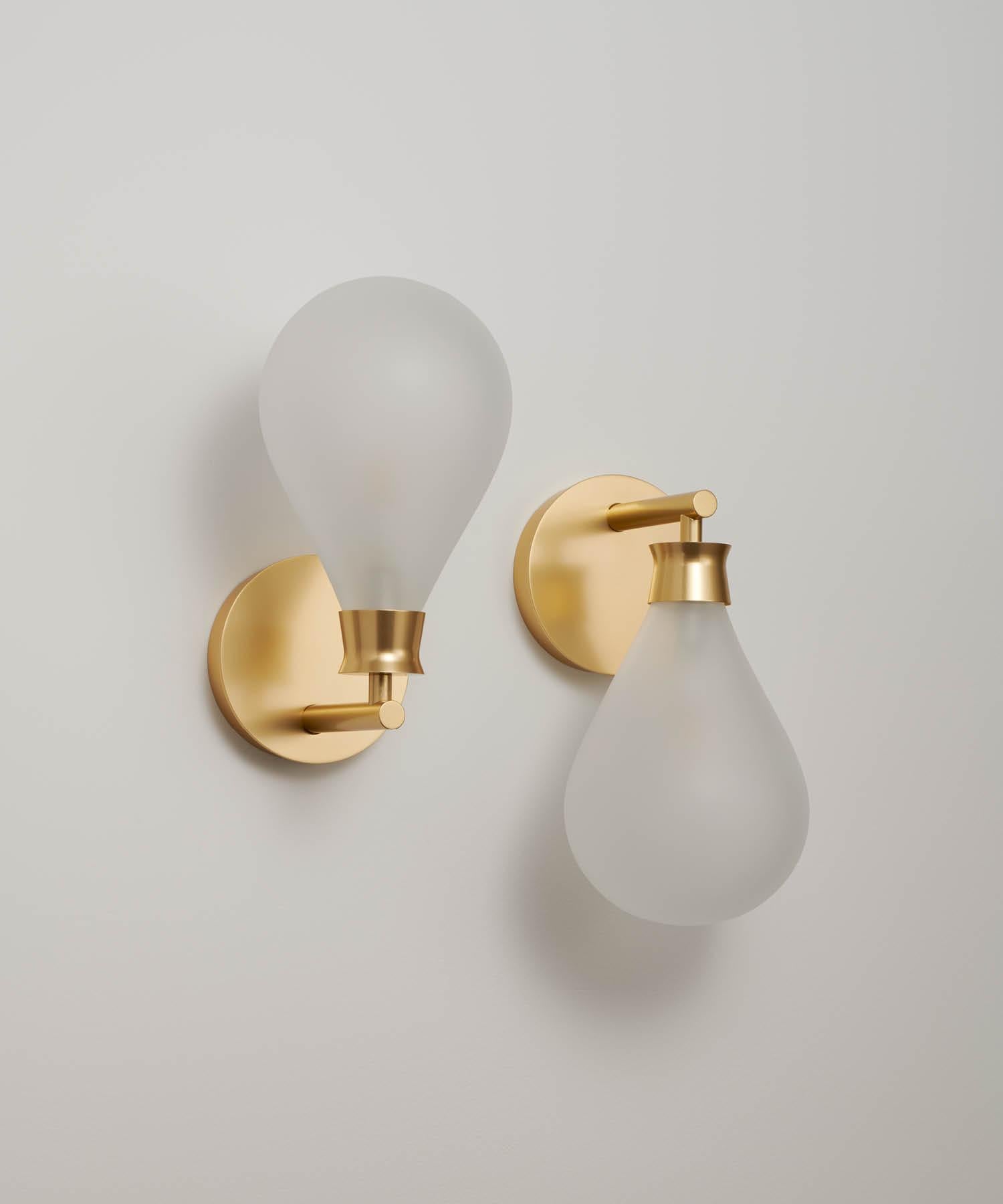 Contemporary Cintola Wall Light in Satin Bronze with Amber Handblown Glass Globe
