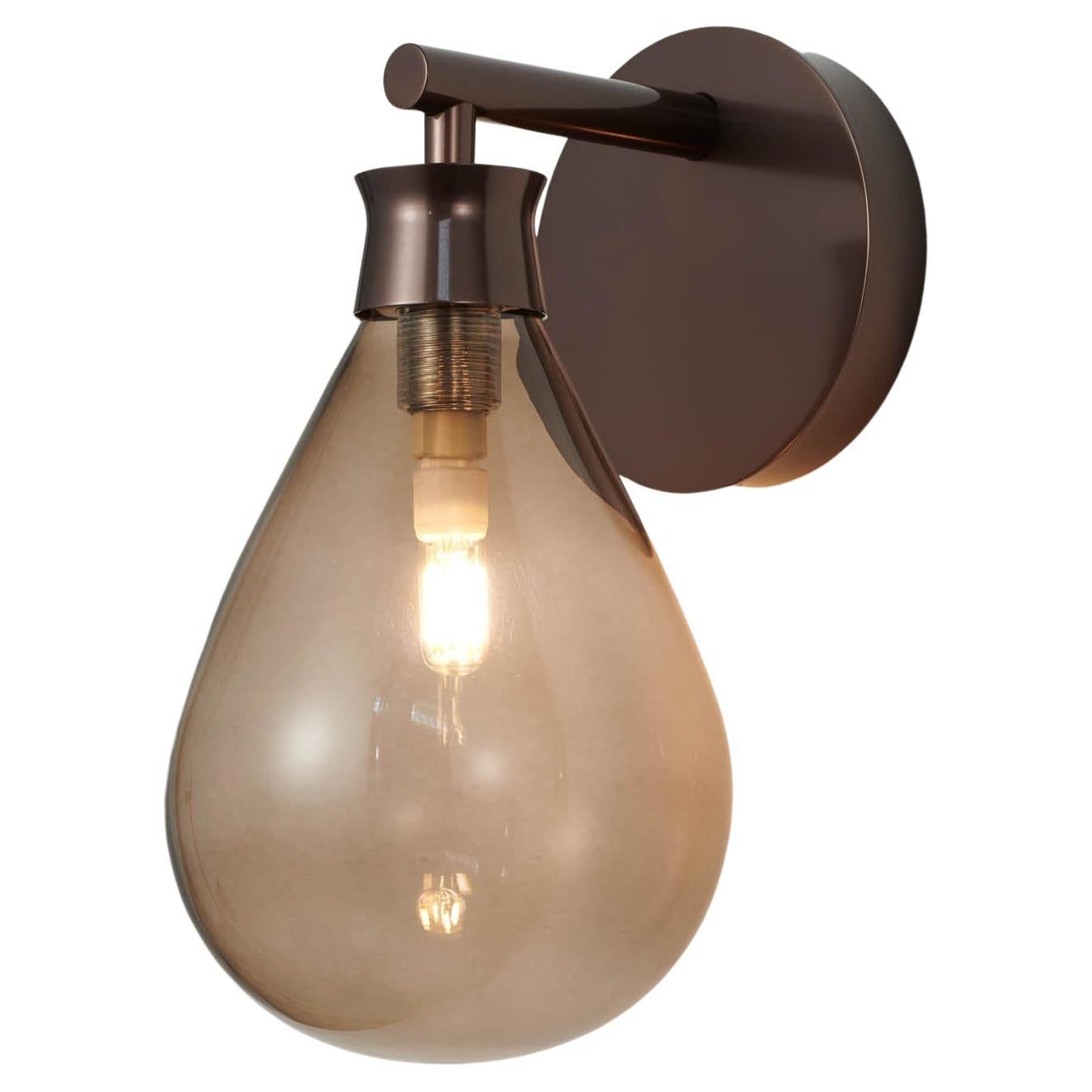 Cintola Wall Light in Satin Bronze with Bronze Handblown Glass Globe For Sale