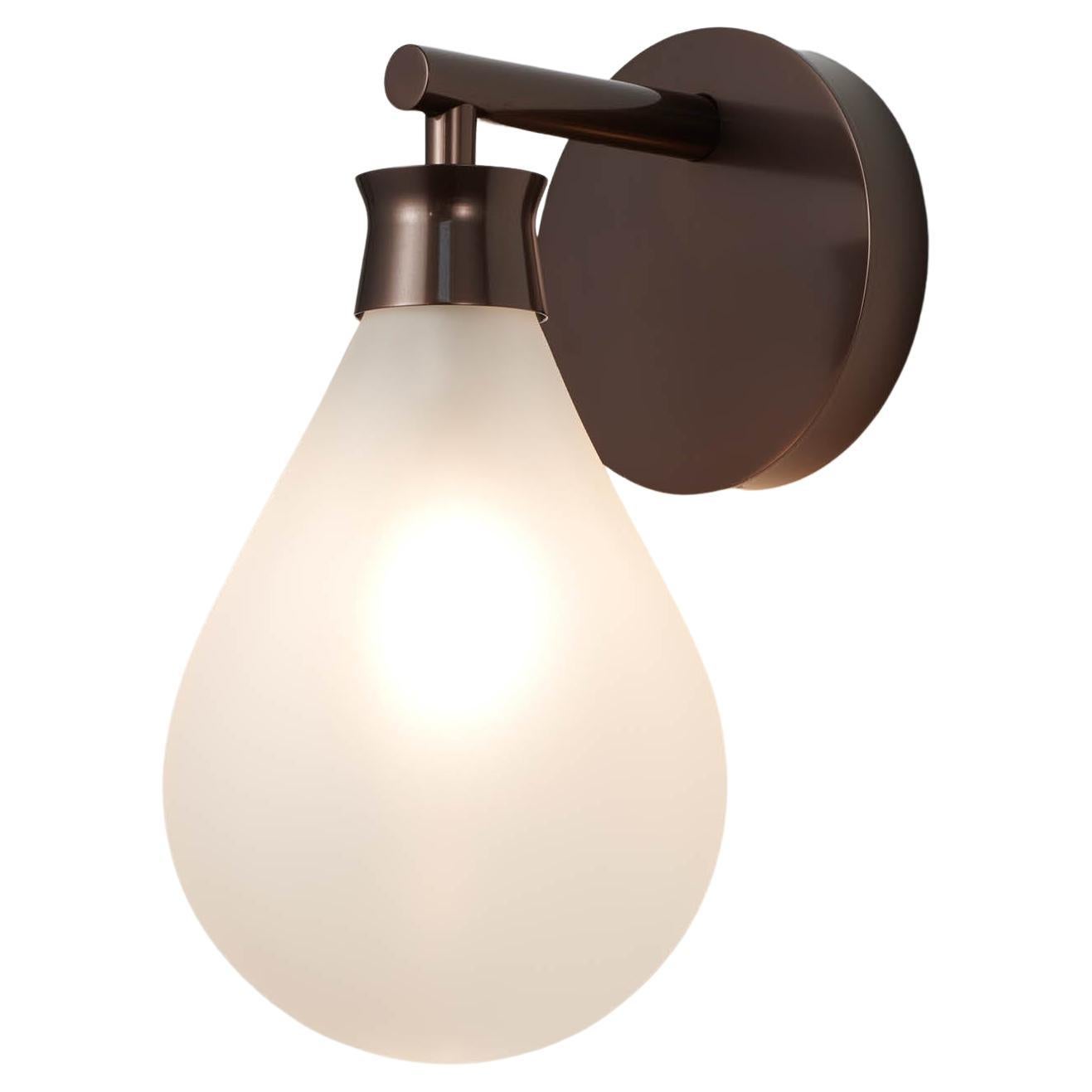 Cintola Wall Light in Satin Bronze with Frosted Handblown Glass Globe For Sale
