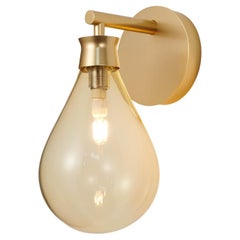 Cintola Wall Light in Satin Gold with Amber Handblown Glass Globe