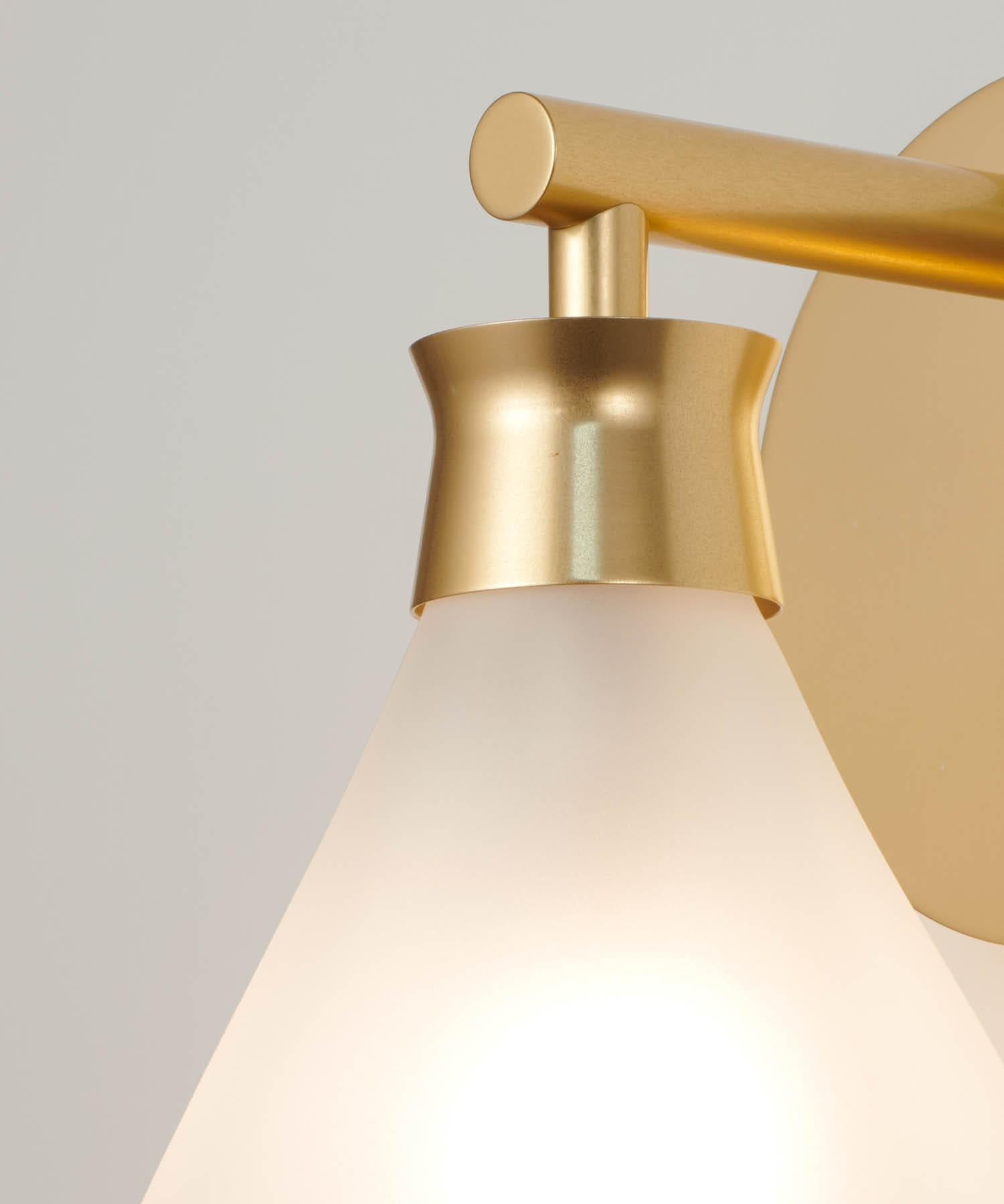 Contemporary Cintola Wall Light in Satin Gold with Olive Handblown Glass Globe