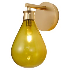 Cintola Wall Light in Satin Gold with Olive Handblown Glass Globe