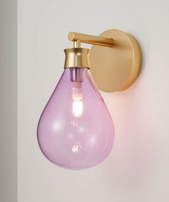 Cintola Wall Light in Satin Gold and Rose Glass by Tom Kirk