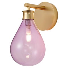 Cintola Wall Light in Satin Gold with Rose Handblown Glass Globe
