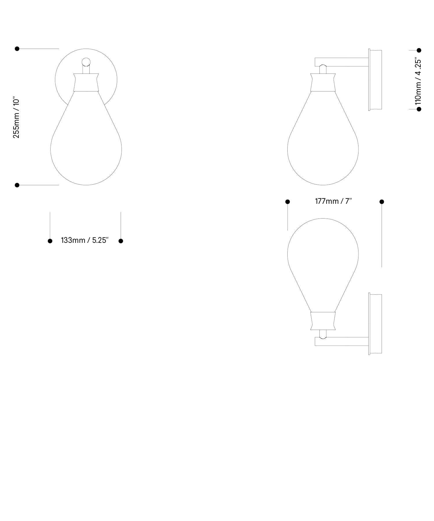 Applique Cintola en or satiné avec globe en verre soufflé à la main gris fumé Neuf - En vente à London, GB