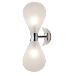Cintola Wall Light Twin in Polished Aluminium with Frosted Handblown Glass Globe