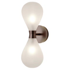 Cintola Wall Light Twin in Satin Bronze with Frosted Handblown Glass Globes