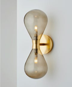 Cintola Wall Light Twin in Satin Gold and Bronze Glass by Tom Kirk