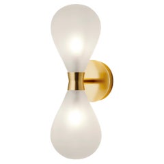 Cintola Wall Light Twin in Satin Gold with Frosted Handblown Glass Globes