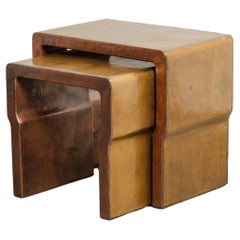 Cintura Nesting Tables (Set of 2) in Brass and Copper by Robert Kuo, Limited
