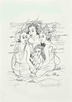 La famille - Lithographie originale de Cinzia Iacoangeli - 2003