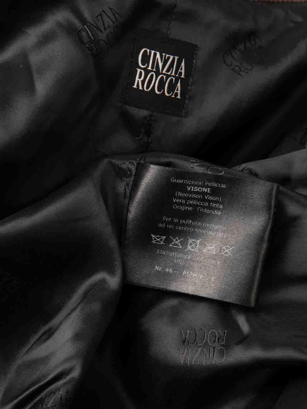 Cinzia Rocca Schwarzer Mantel mit Nerzbesatz aus Wolle Größe L Damen im Angebot