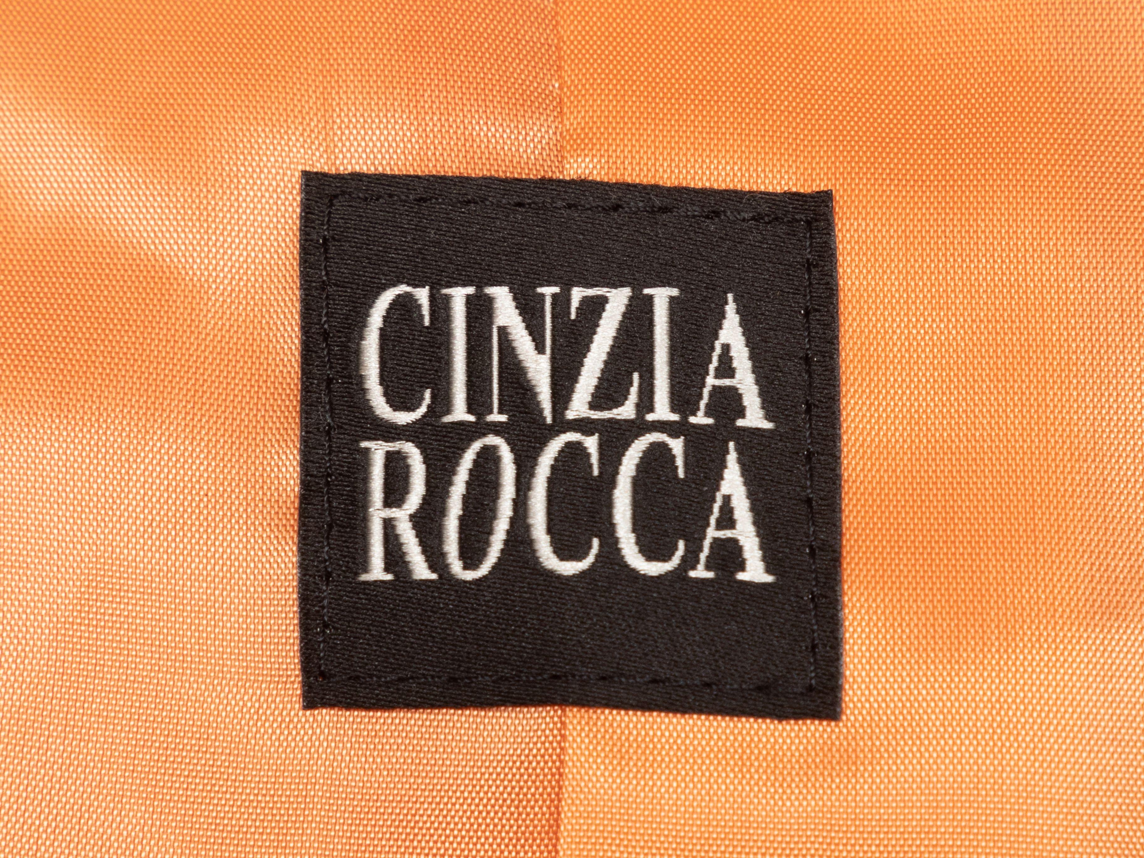 Product Details: Pastel orange virgin wool coat by Cinzia Rocca. Shawl collar. Dual hip pockets. Single button closure at front. Designer size 42. 40