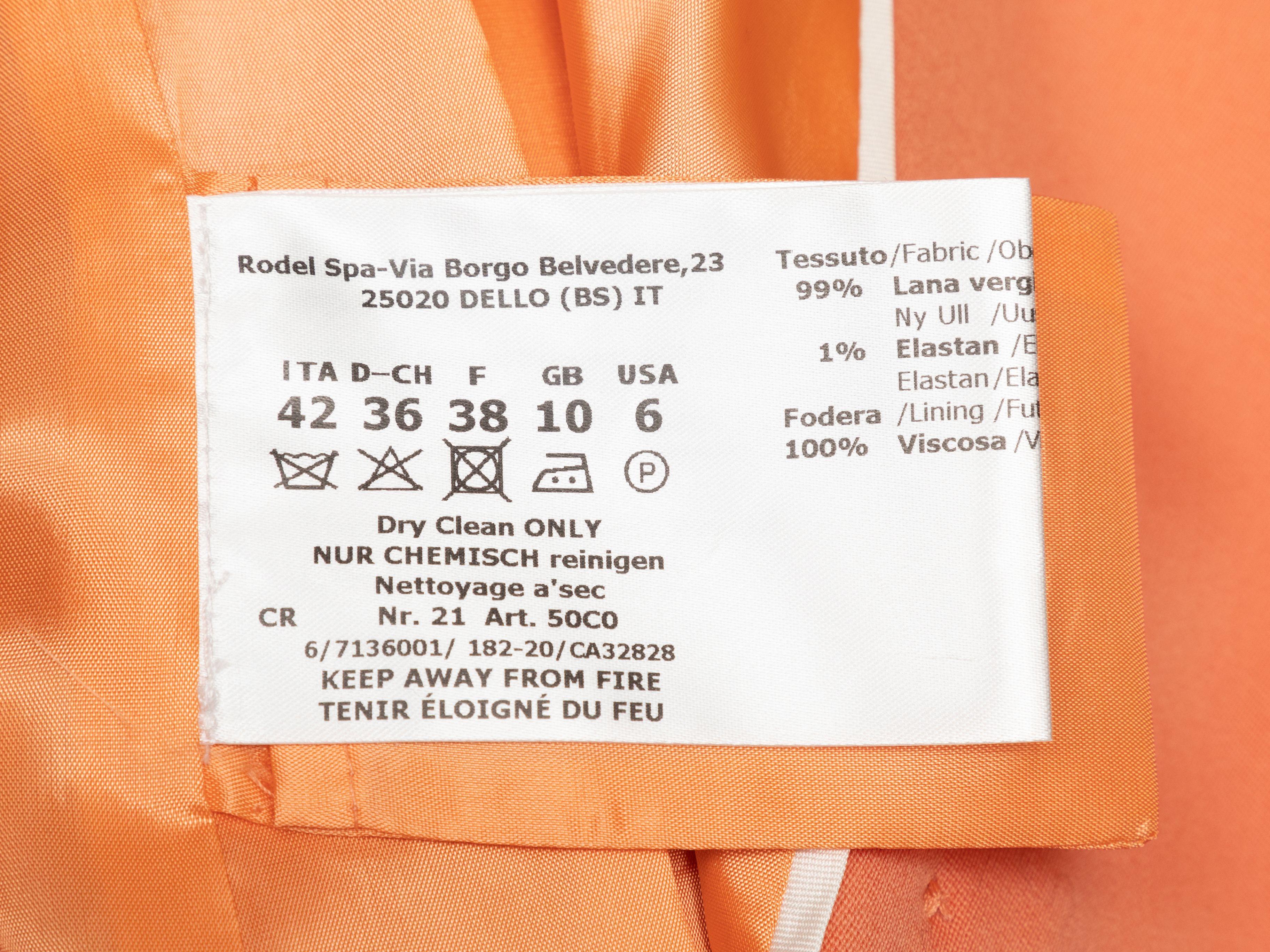 Cinzia Rocca Pastel Orange Virgin Wool Coat In Good Condition In New York, NY