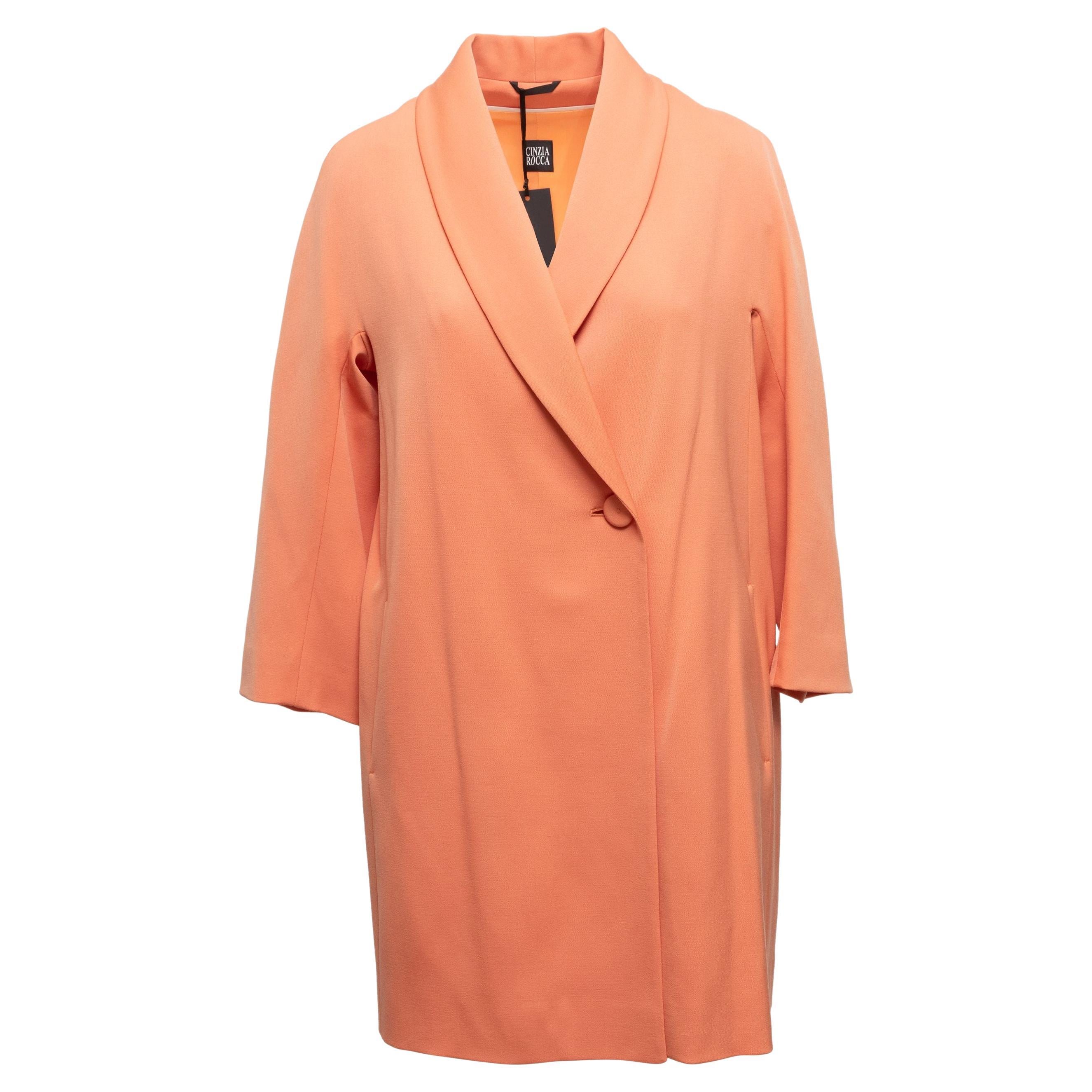 Cinzia Rocca Pastel Orange Virgin Wool Coat