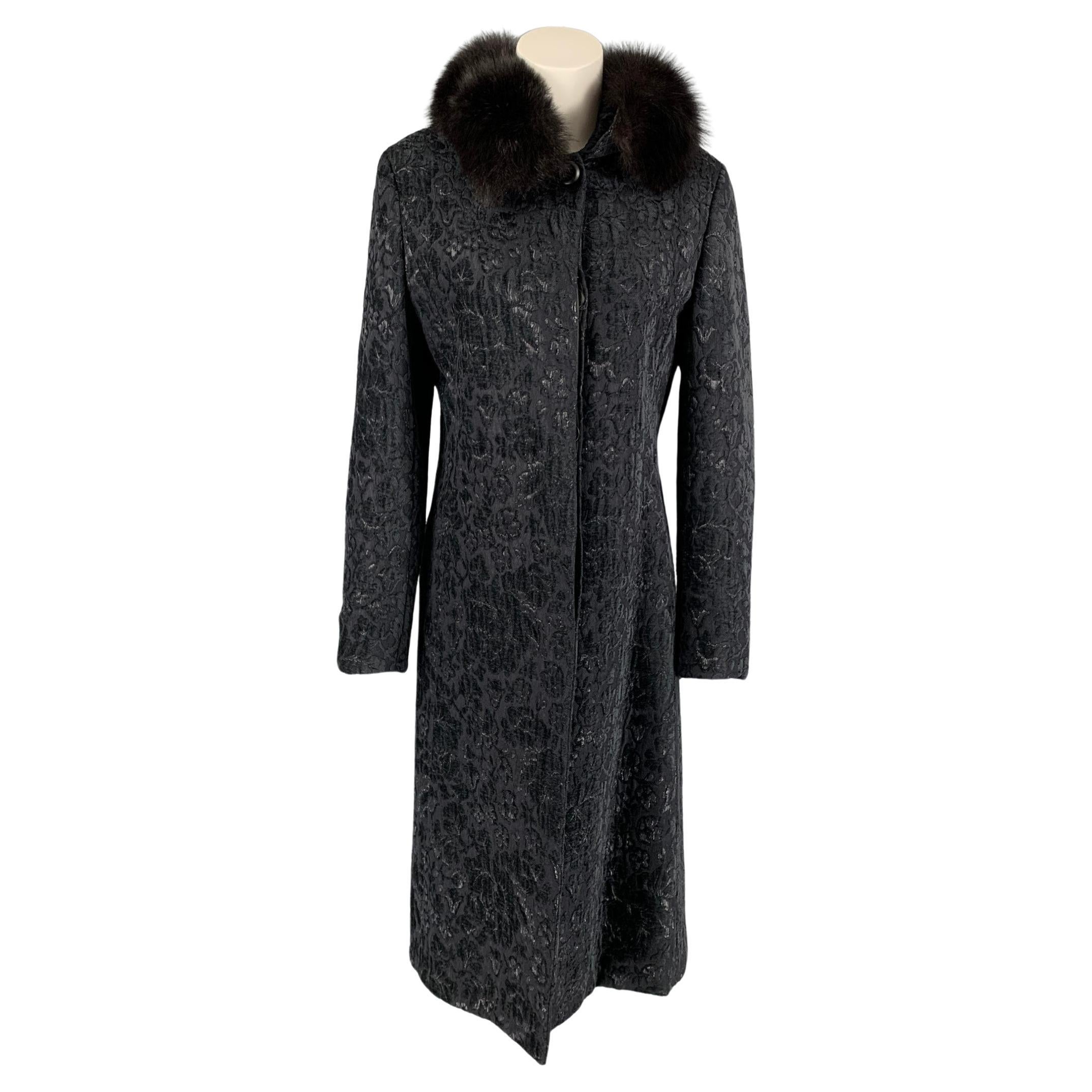 CINZIA ROCCA Size 6 Black Viscose Blend Jacquard Coat For Sale at 1stDibs