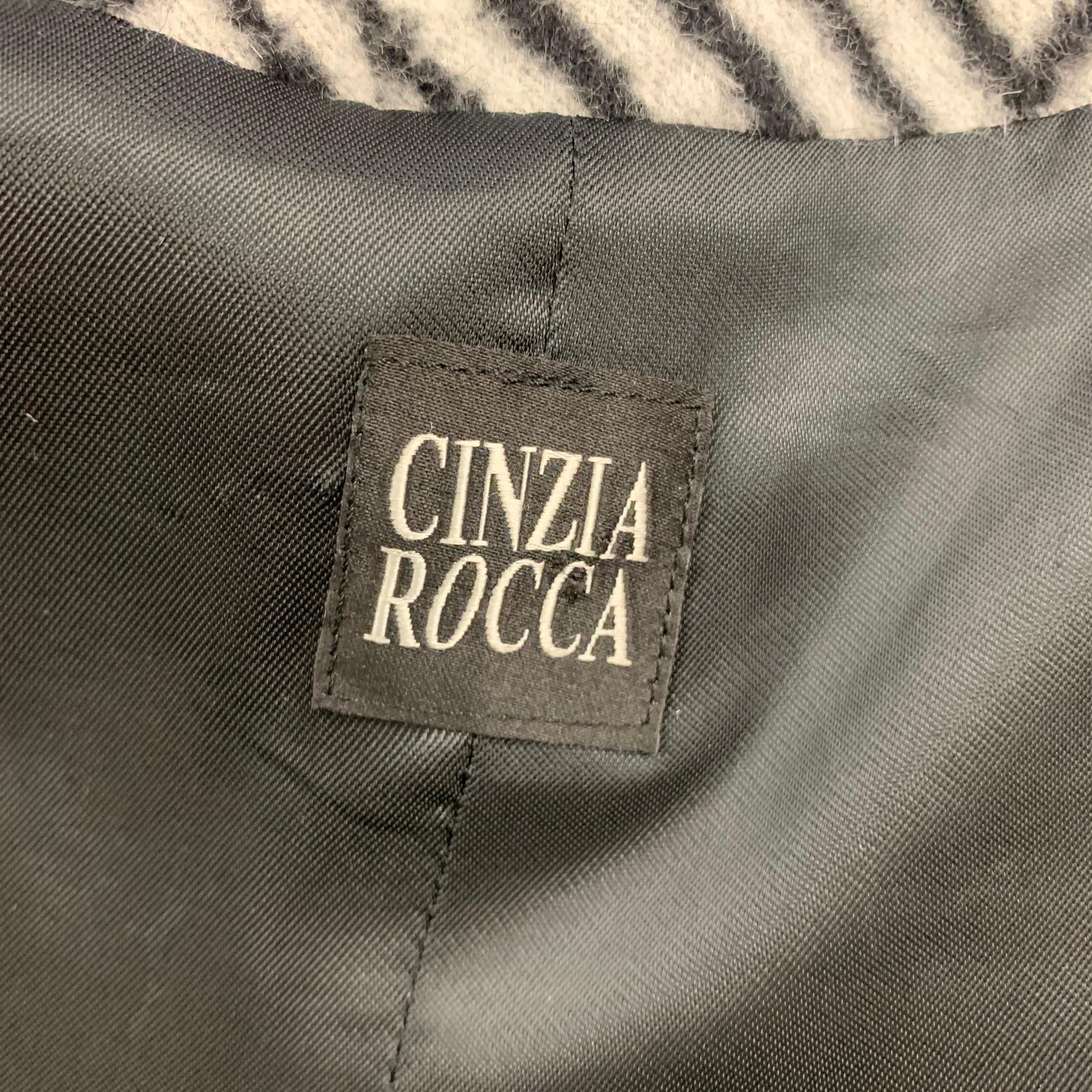 CINZIA ROCCA Size 8 Black Grey Angora Blend Zig Zag A-Line Jacket 4