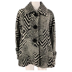 CINZIA ROCCA Size 8 Black Grey Angora Blend Zig Zag A-Line Jacket