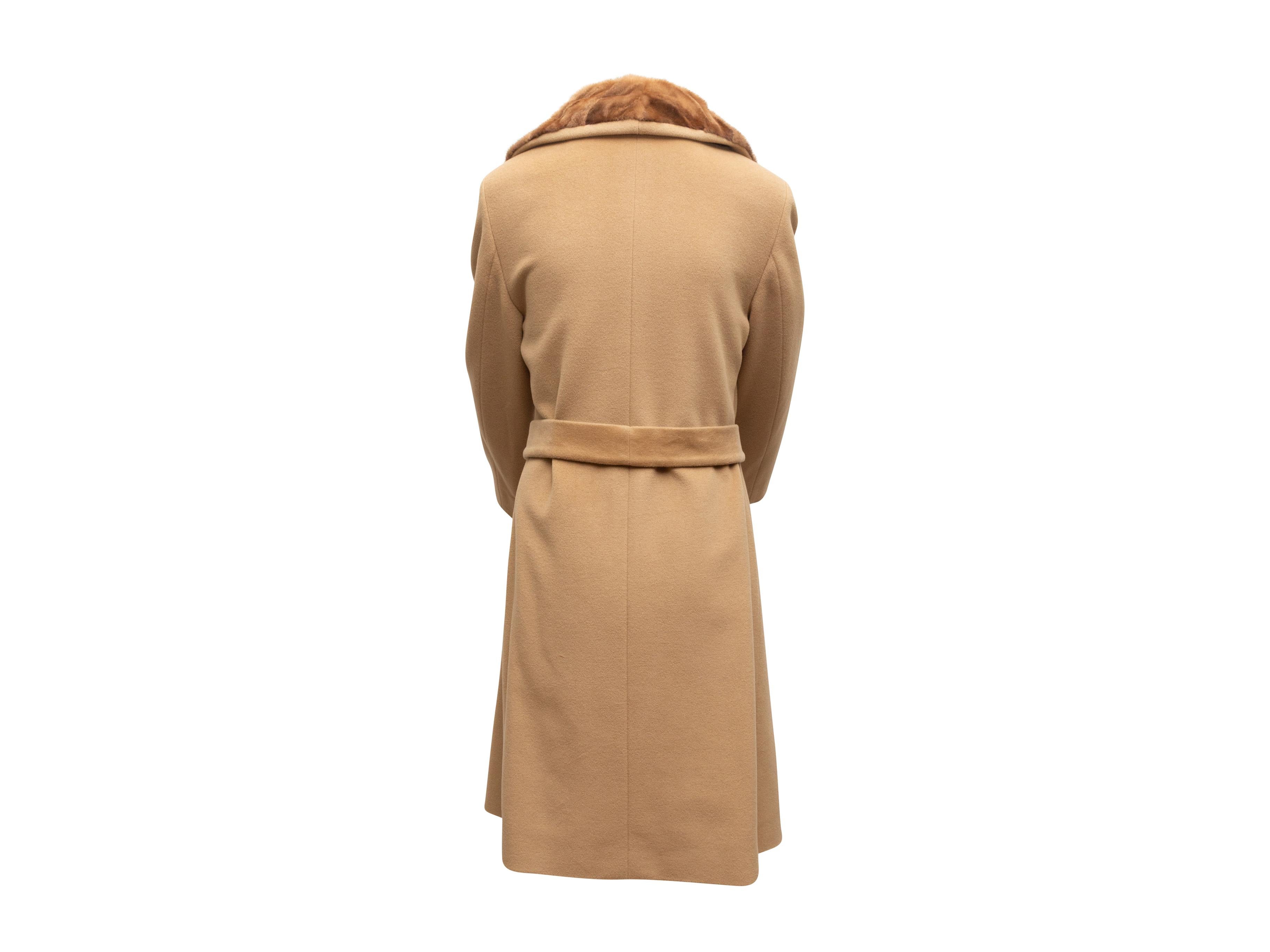 Cinzia Rocca Tan Wool-Blend Mink-Trimmed Coat 3