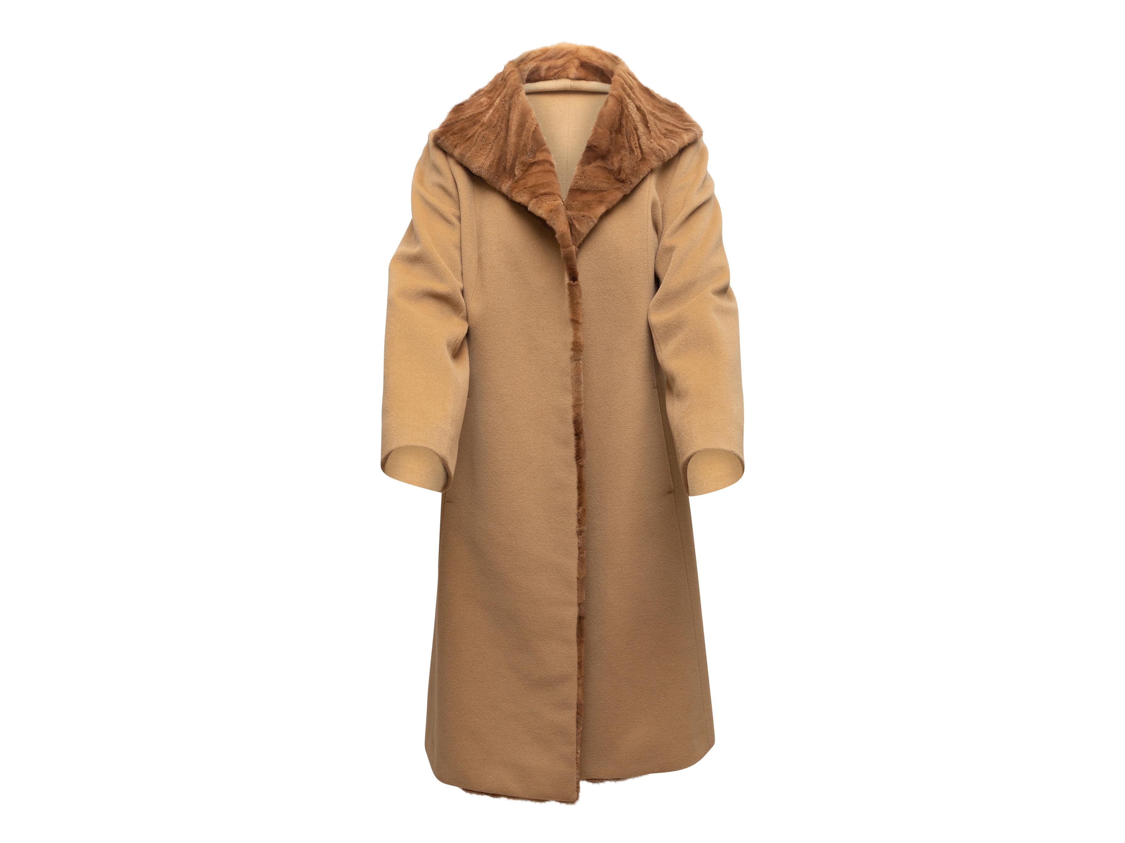 Women's Cinzia Rocca Tan Wool-Blend Mink-Trimmed Coat