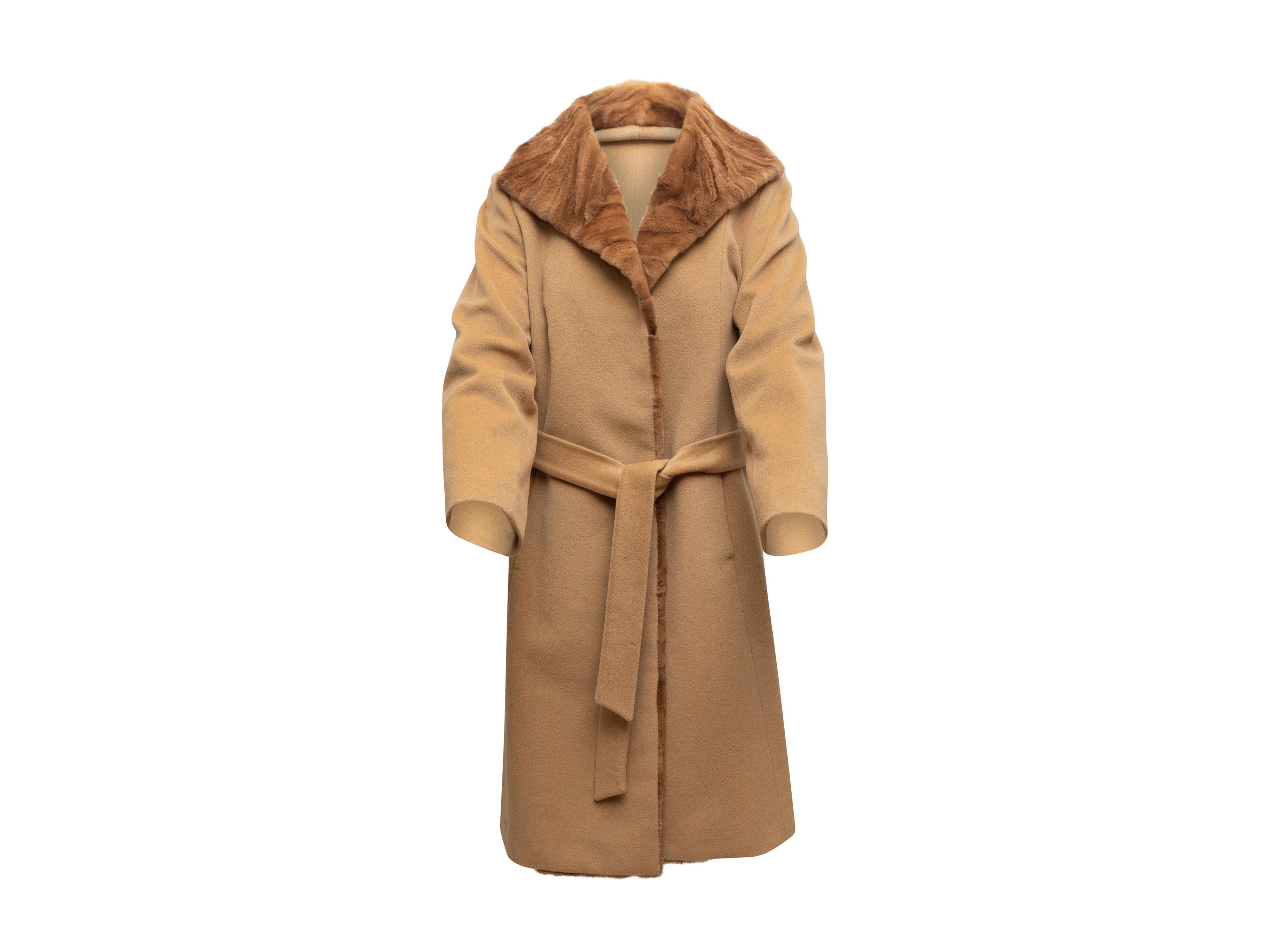 Cinzia Rocca Tan Wool-Blend Mink-Trimmed Coat 1