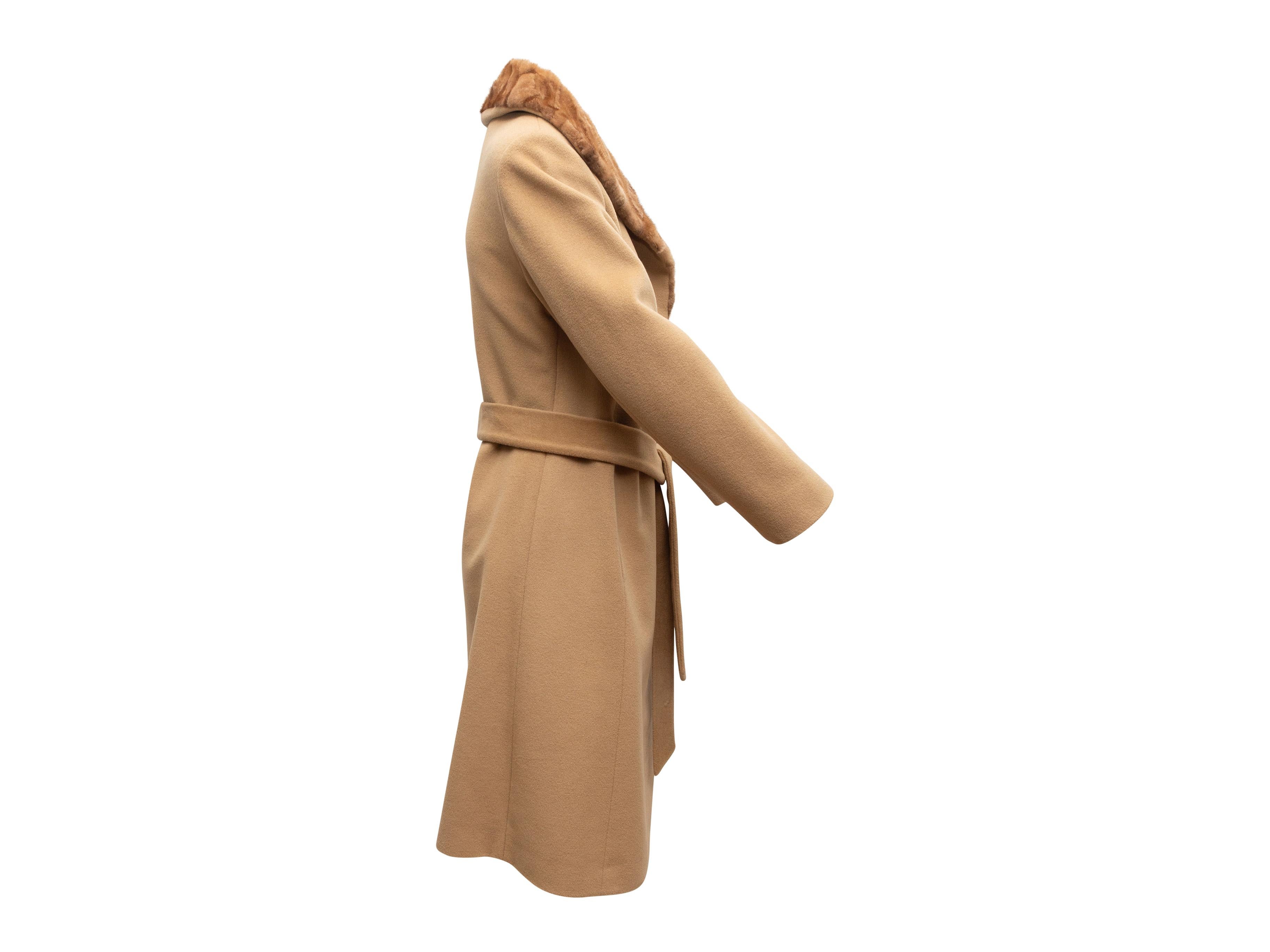 Cinzia Rocca Tan Wool-Blend Mink-Trimmed Coat 2