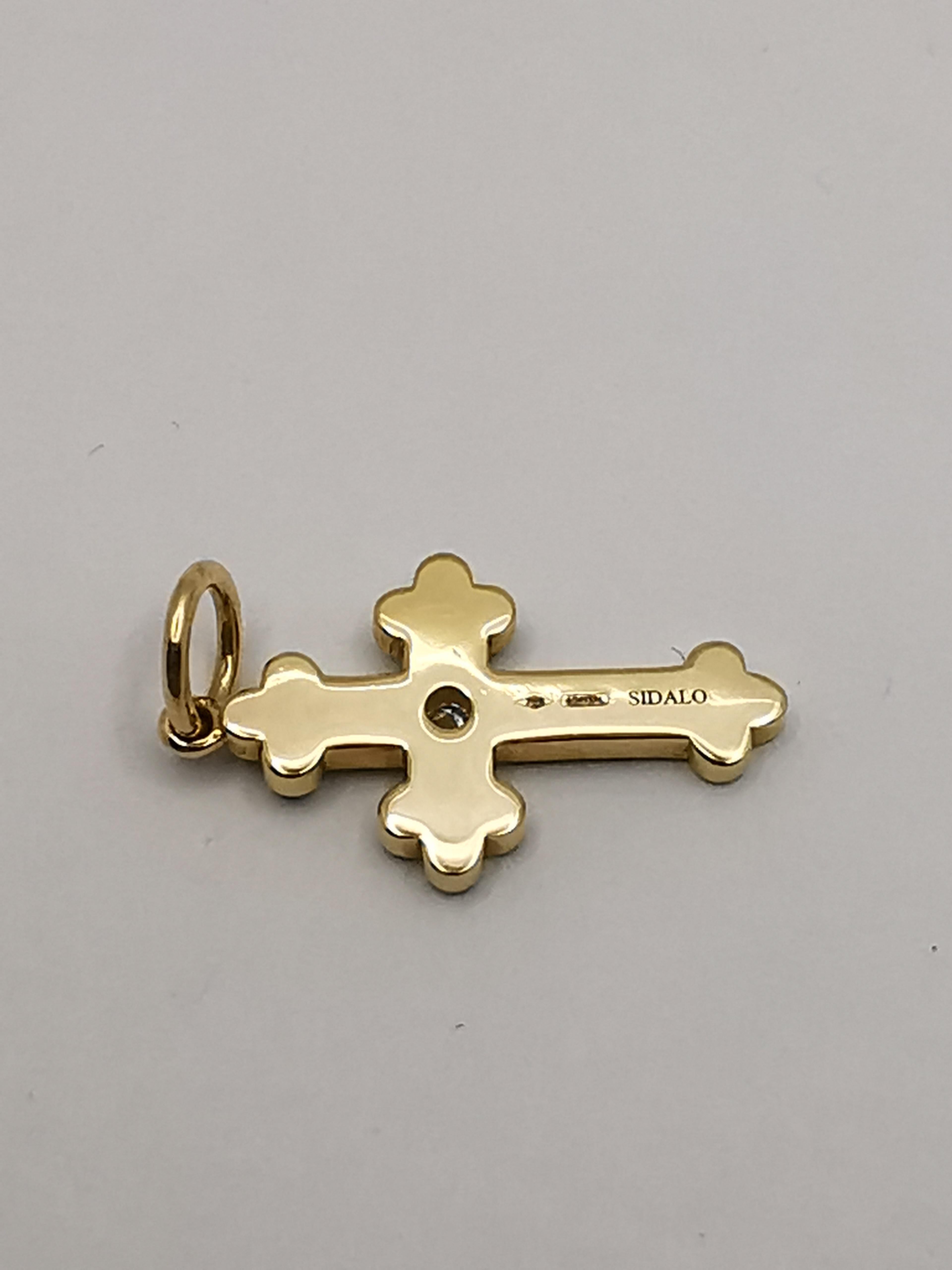18 Kt Gold, Diamond and Enamel Cross Pendant In New Condition For Sale In Cattolica, IT