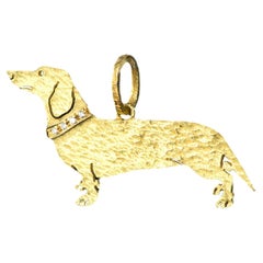 Ciondolo Cani&Gatti "Bassotto" in Oro 18 k e Collare di Diamanti