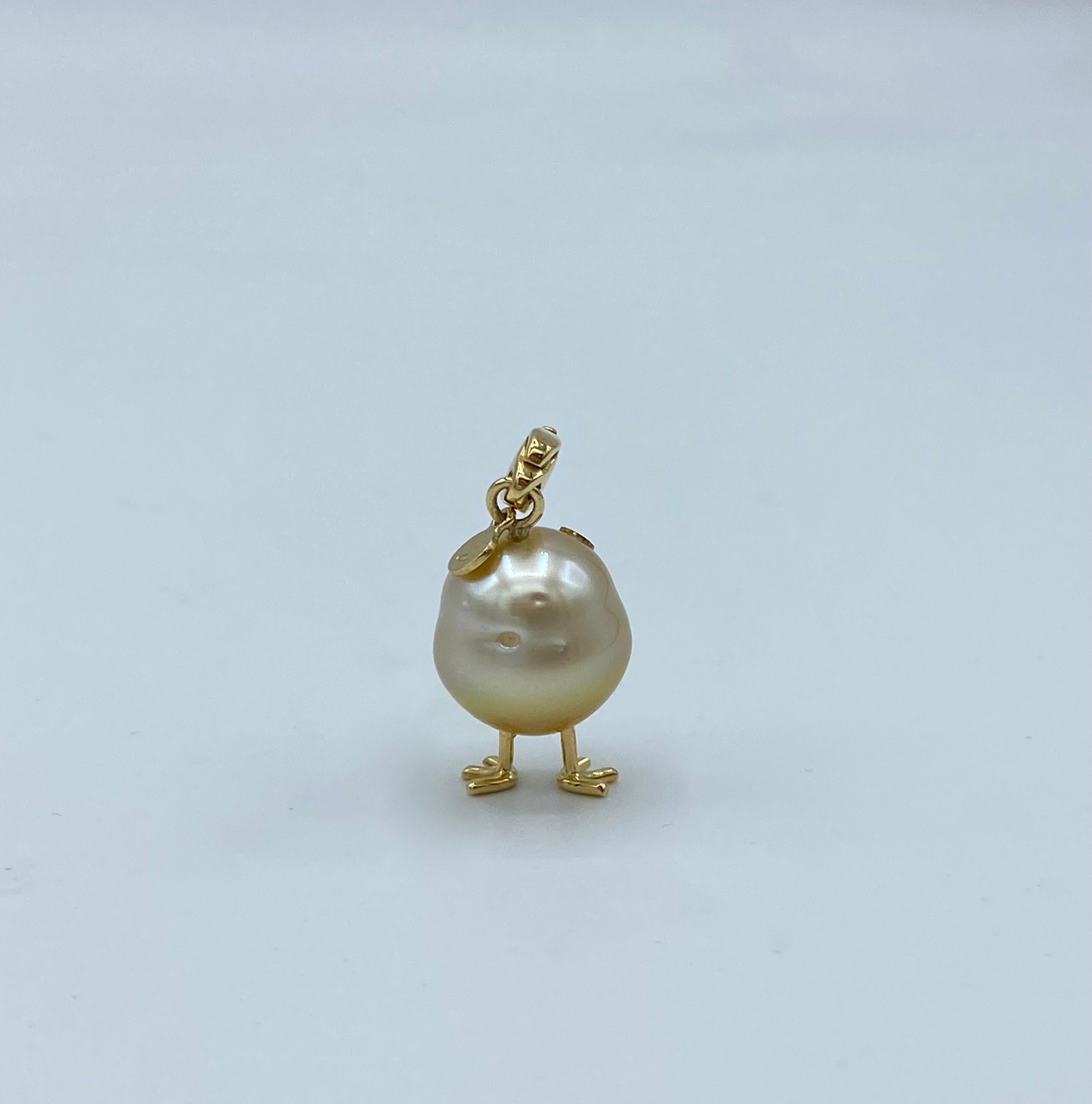 Women's Pendant/ Charm Chick in 18Kt Gold Diamonds South Sea Pearl