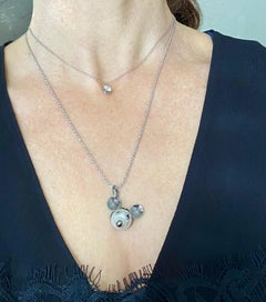 Mickey Mouse pendant/ Charm in 18Kt gold black diamonds and Australian pearl