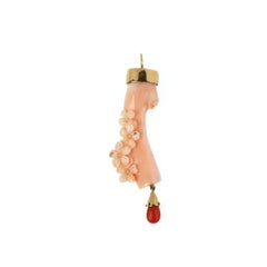 ciondolo in corallo inciso e oro