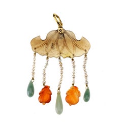 ancient jade pendant with pendants and ancient Chinese elements