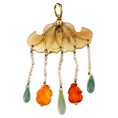 ancient jade pendant with pendants and ancient Chinese elements