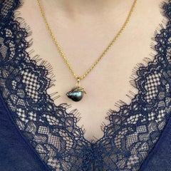 Porcupine pendant in 18Kt yellow gold tahiti pearl black diamonds