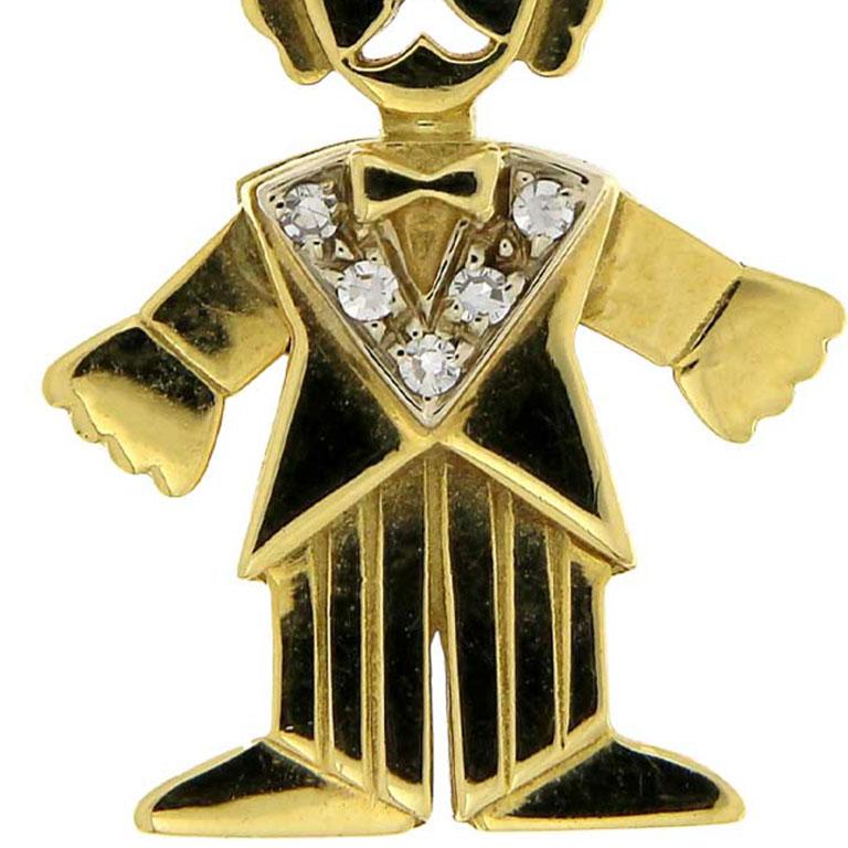 Contemporary Pomellato Clown pendant in yellow and white gold For Sale