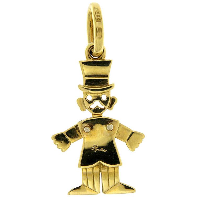 Pomellato Clown pendant in yellow and white gold In Excellent Condition For Sale In Palermo, IT