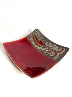 Red Enameled Copper Centerpiece Bowl and Decorations by Studio Del Campo