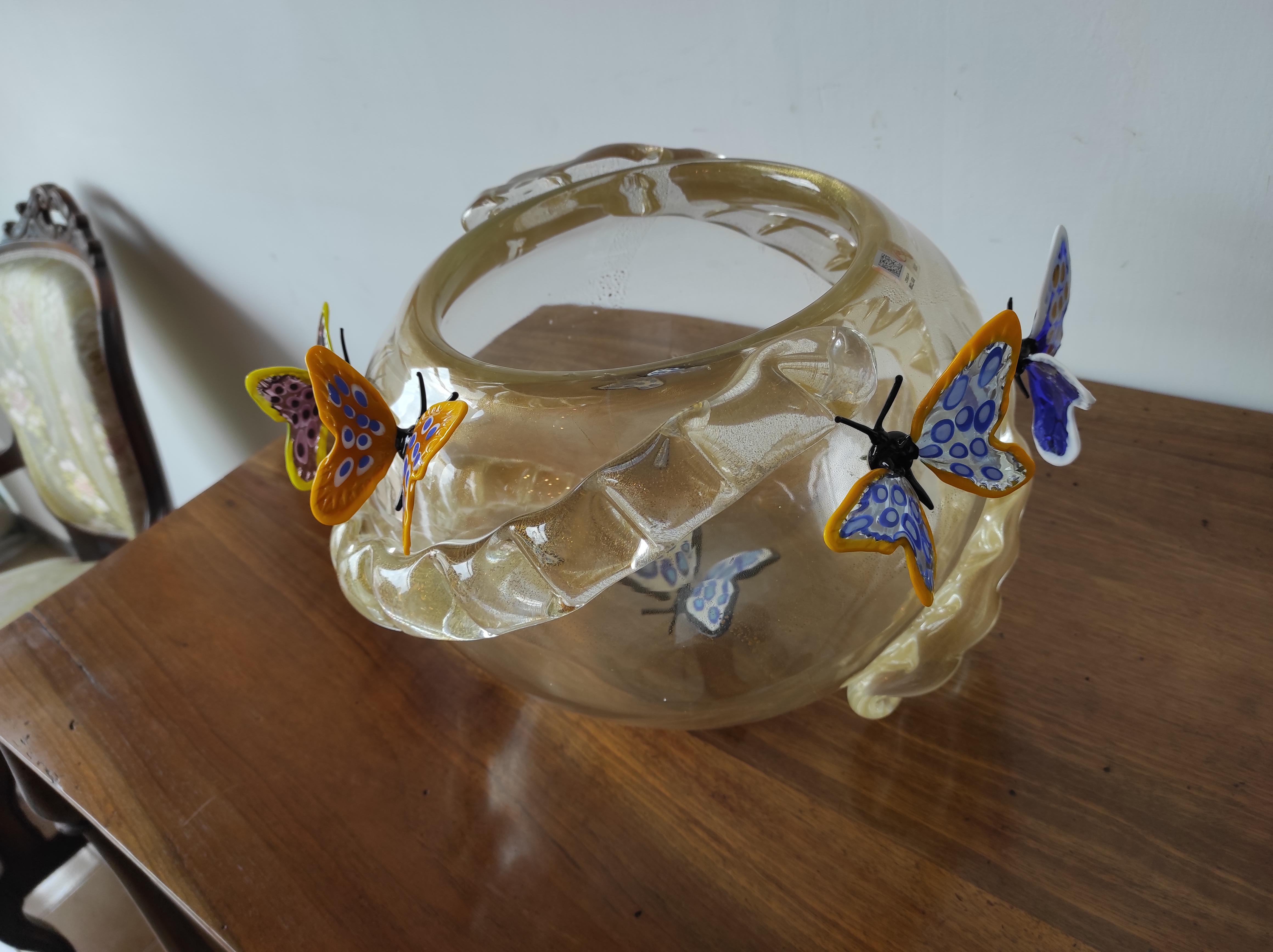 Murano blown glass bowl with butterflies  3
