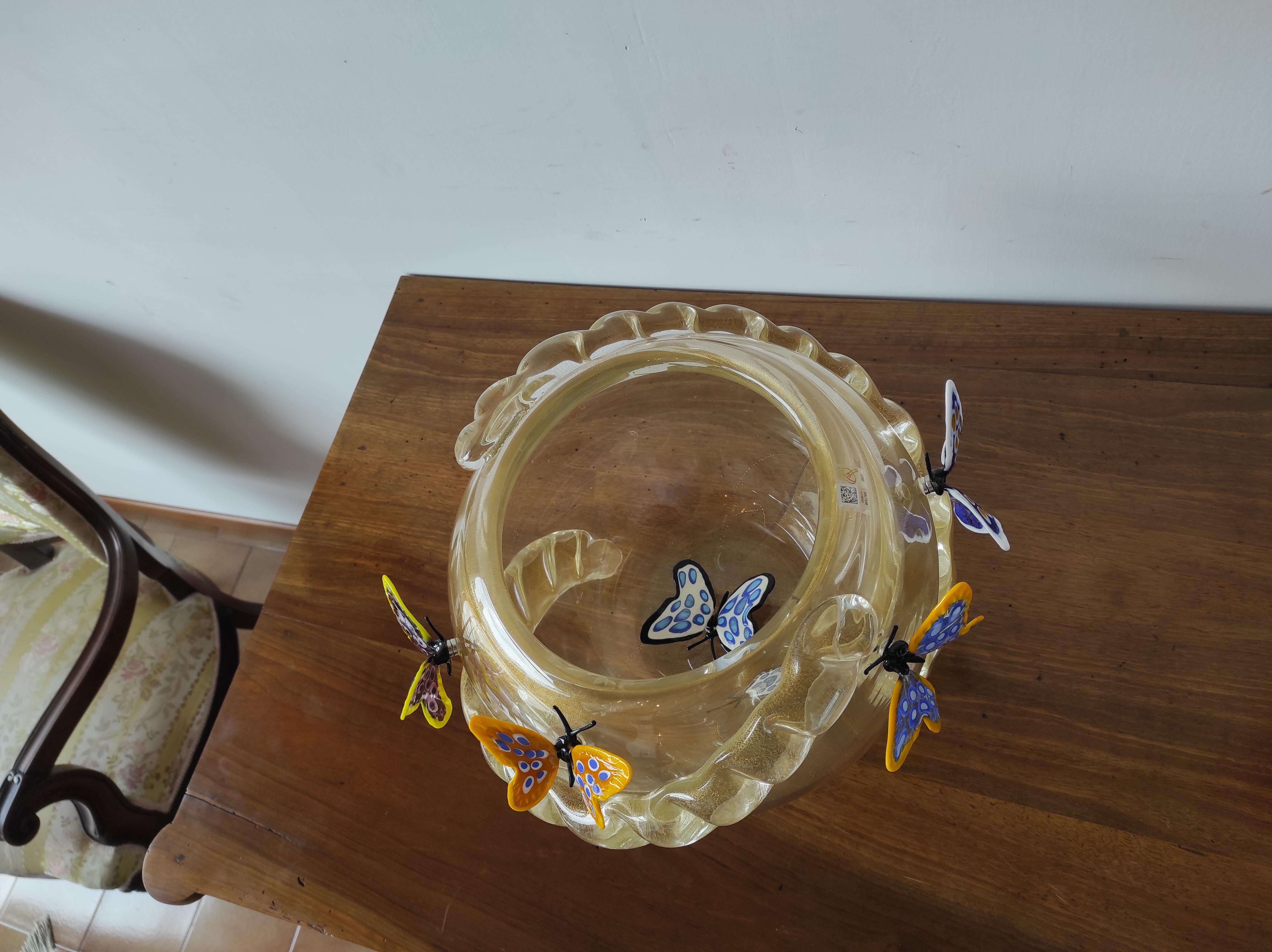 Murano blown glass bowl with butterflies  5