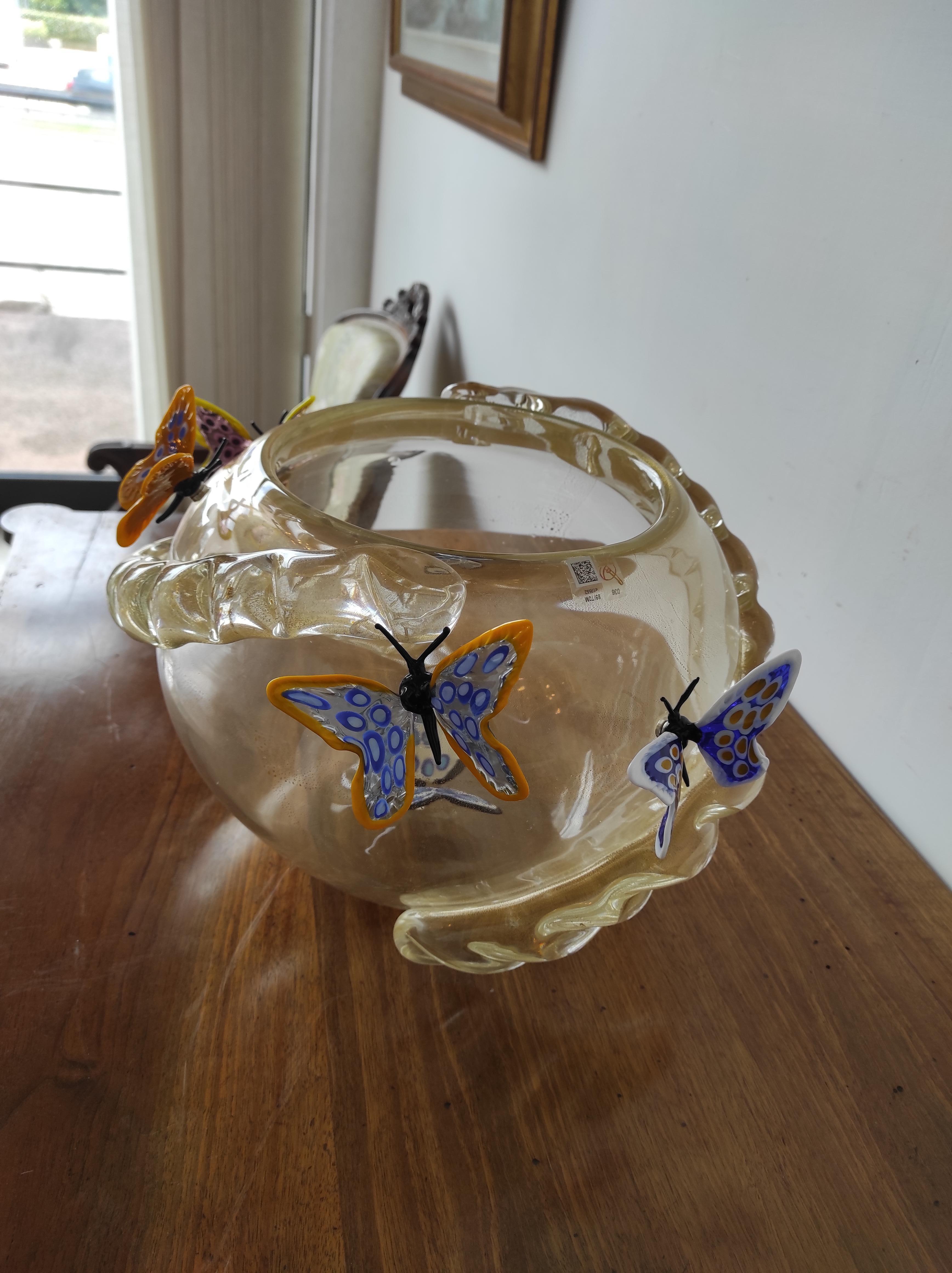 Murano Glass Murano blown glass bowl with butterflies 