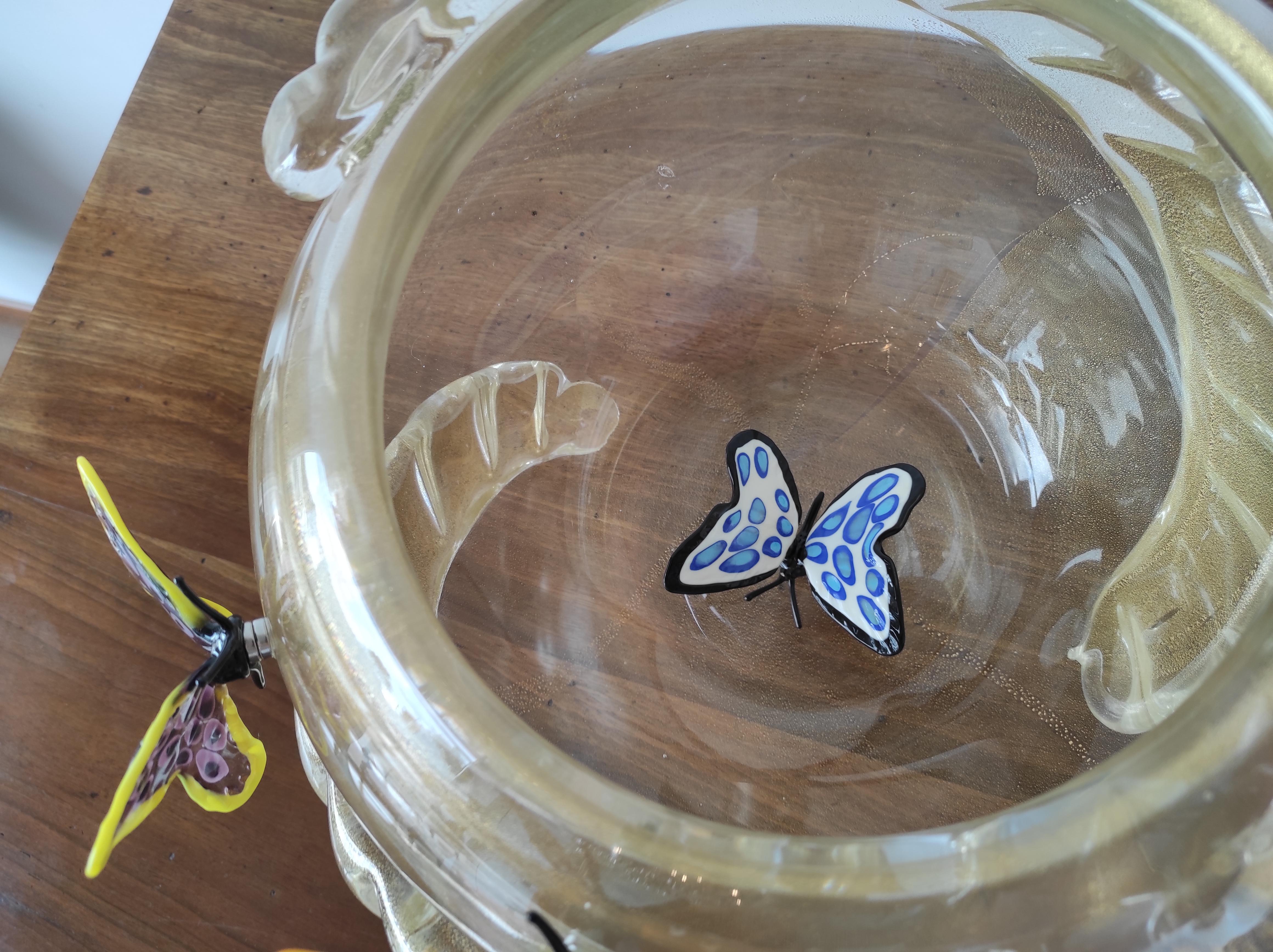Murano blown glass bowl with butterflies  2